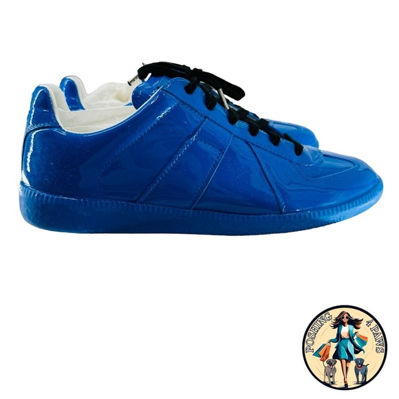 Maison Margiela Patent Leather Low Top Sneaker Dazzling Blue Size 40 NIB - Picture 7 of 13